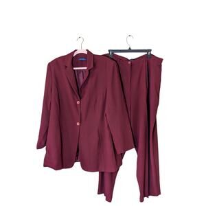 Womens Karen Scott II Lined Pant Suit Two-Piece Maroon Size 20W
